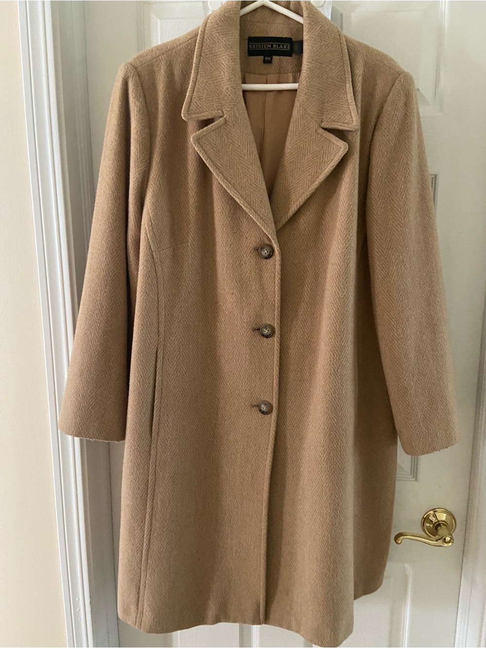 Kristen Blake Women's Camel Single-Breasted Alpaca/Wool Coat Size 16W